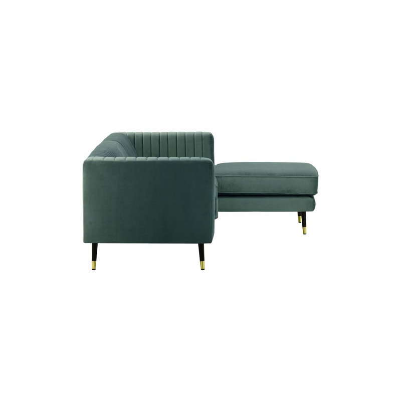 Monaville 4 Seater Velvet Sofa & Chaise, Right Hand Facing, Blue