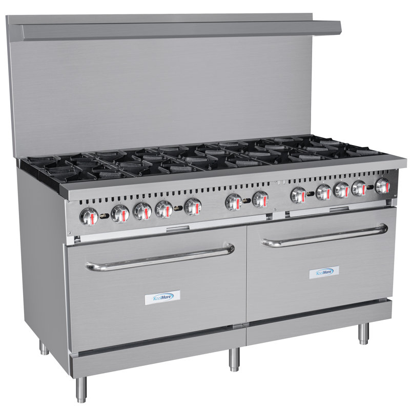 KoolMore 60'' W Double Oven Commercial Gas Range, Liquid Propane Gas