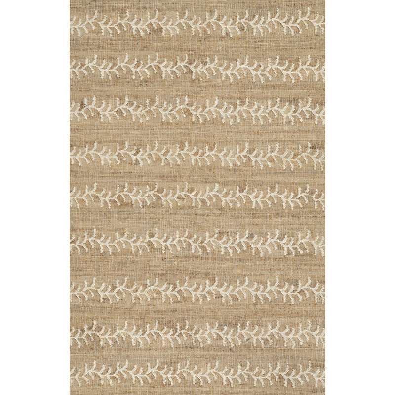 Tapis ivoire en laine tissé à la main Adoria, Rectangulaire 8 pi x 10 pi