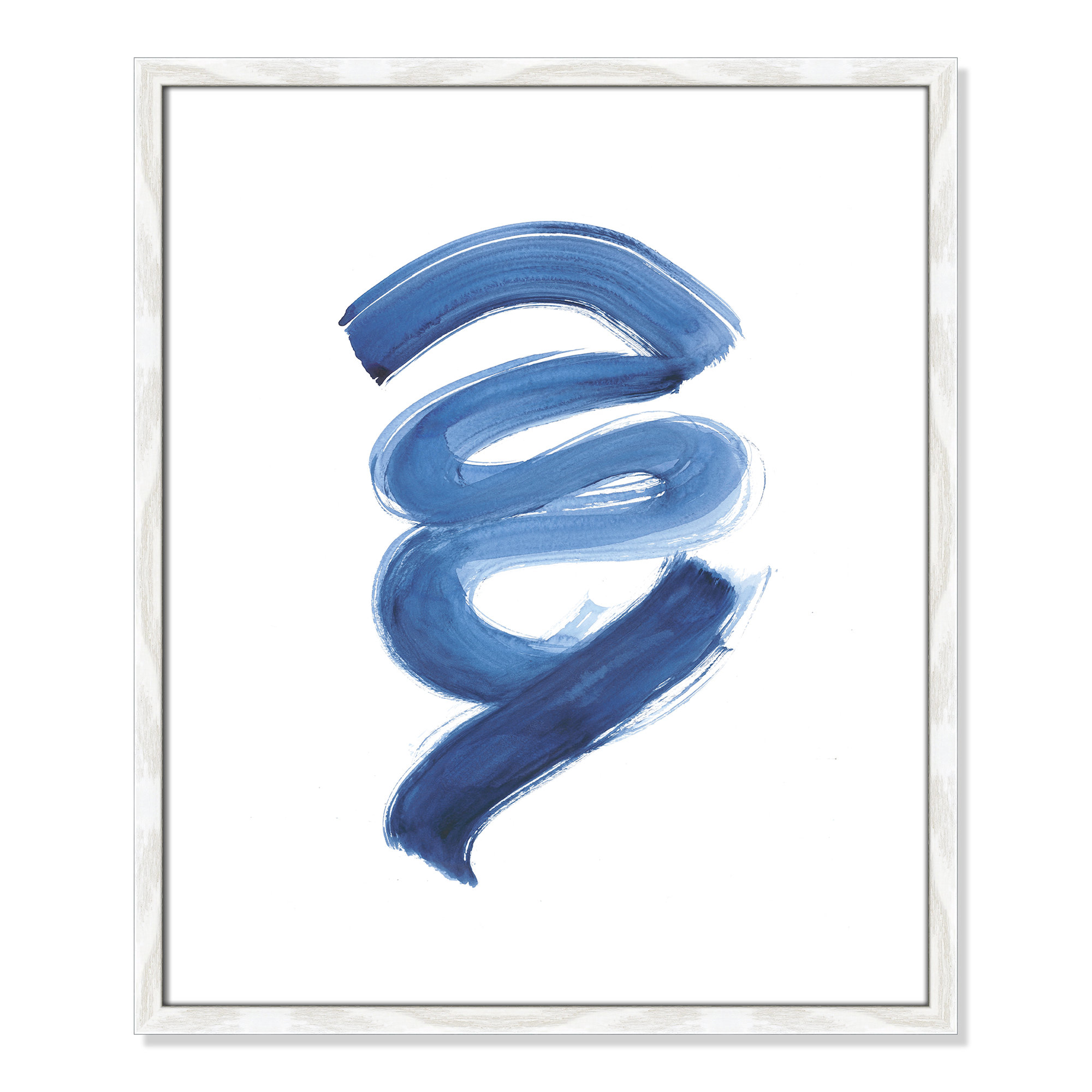 Slinky Indigo I by Filippo Ioco - Painting Print, 25.5" H x 21.5" W x 0.75" D, White Wood Framed Paper