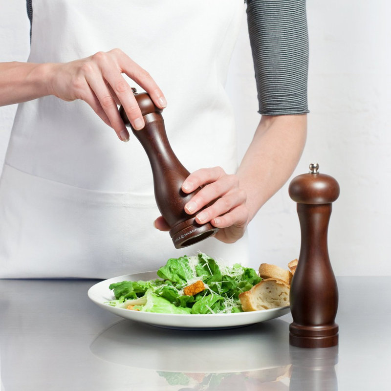 12.5-inch Dark Brown Beech Wood Pepper Mill with Metal Knob