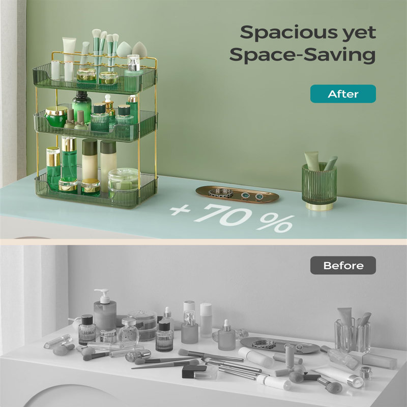Betsabeth Plastic Makeup Organiser, Green