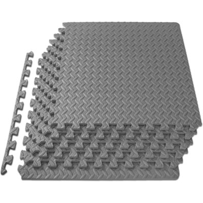 Puzzle Exercise Mat ½ In, EVA Interlocking Foam Floor Tiles For Home Gym, Mat For Home Workout Equipment, Floor Padding For Kids, Black, 24 In X 24 In X ½ In, 48 Sq Ft - 12 Tiles