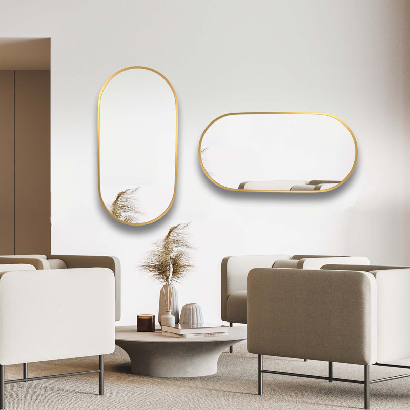 Miroir de salle de bain mural, Or brossé