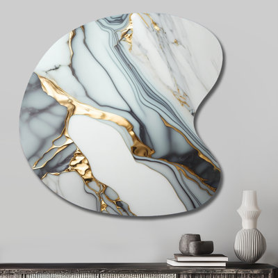 Bedale - Marble Unique Shape Metal Wall Art, Modern Asymmetrical Metal Art Print