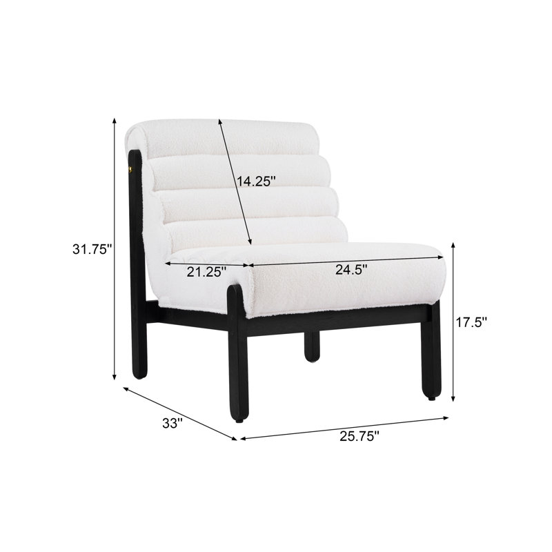  Chaise d'appoint Fluffy White, Polyester blanc, Noir