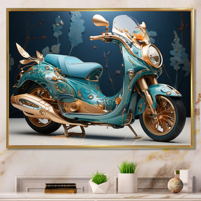 Turquoise, or, scooter personnalisé, croiseur sur toile I