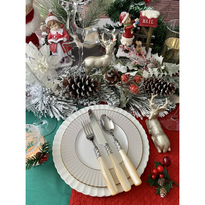Bugatti Italy Arianna Stainless Steel Flatware Set, Ivory