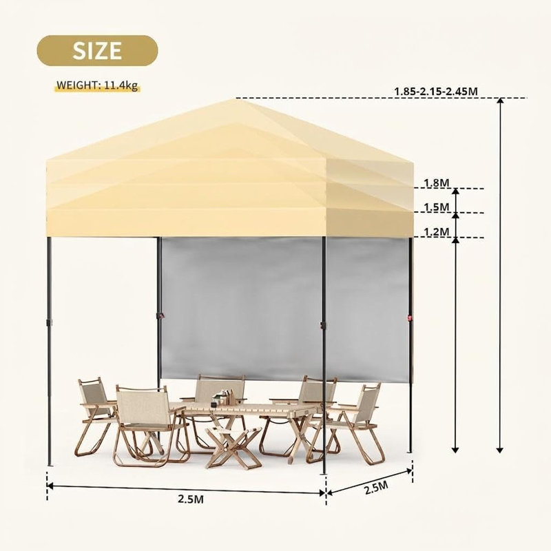 FXSGER 180cm W x 180cm D Polycarbonate Cover Retractable Patio Awning, Beige