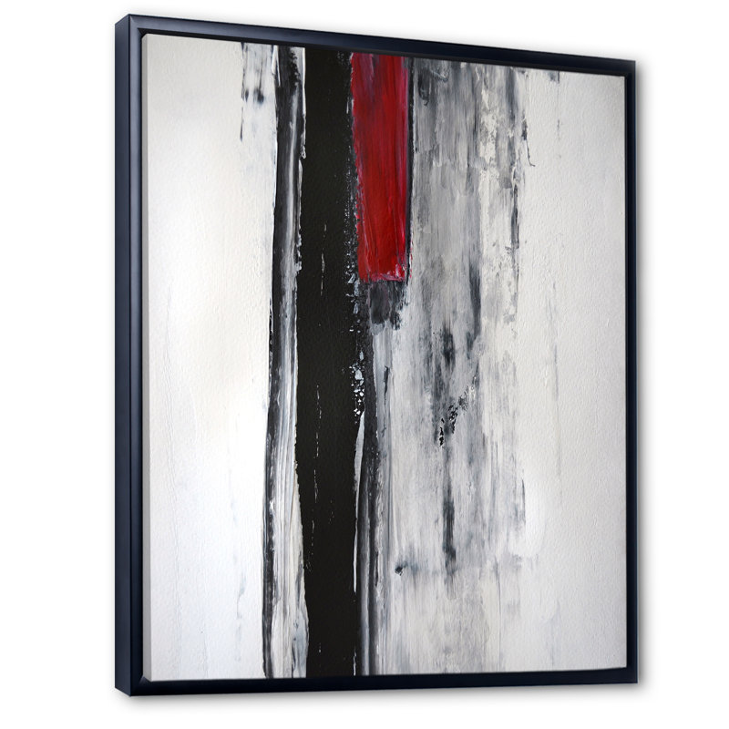 Art abstrait sur toile, reproduction d'art moderne noir et rouge - noir rencontre l'art abstrait rouge, Cadre flottant noir