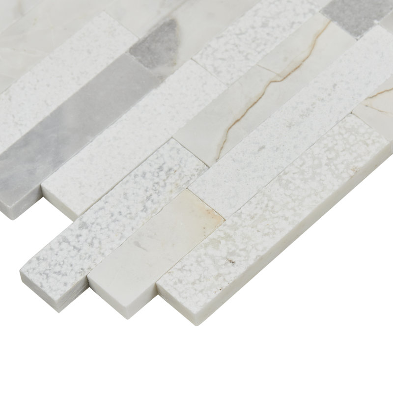 Minute Mosaix Marble Linear Mosaic Wall Tile, Stormy White