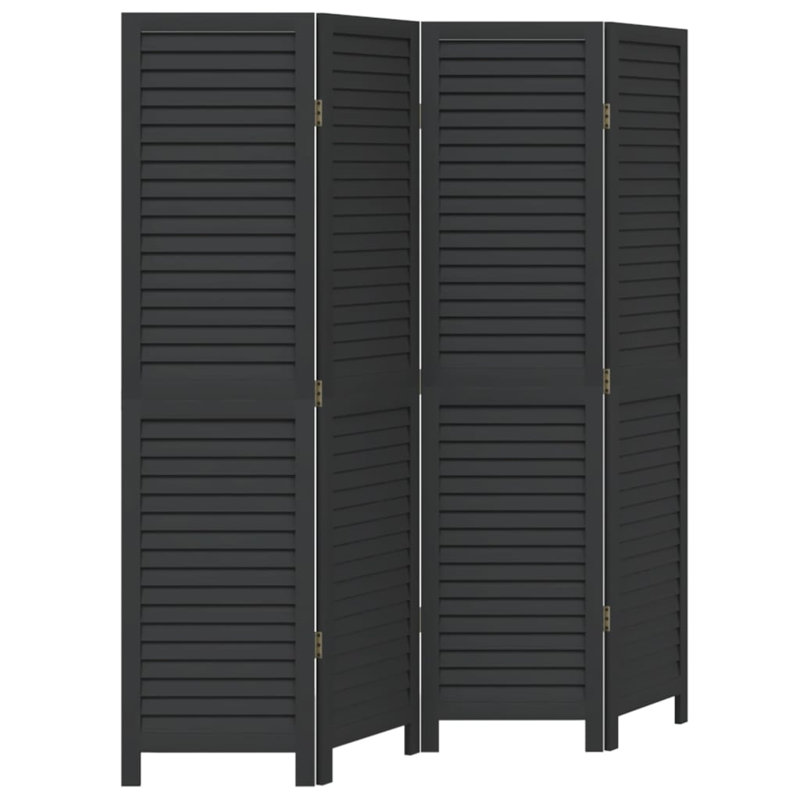Trista Solid Wood Accent Room Divider, 4 Panels, 200cm H x 145cm W, Black