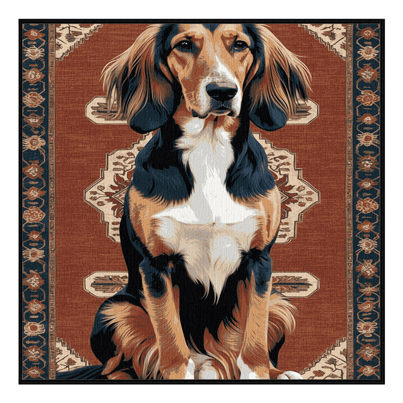Washable Afghan Hound Dogs Area Rug, Square 4'