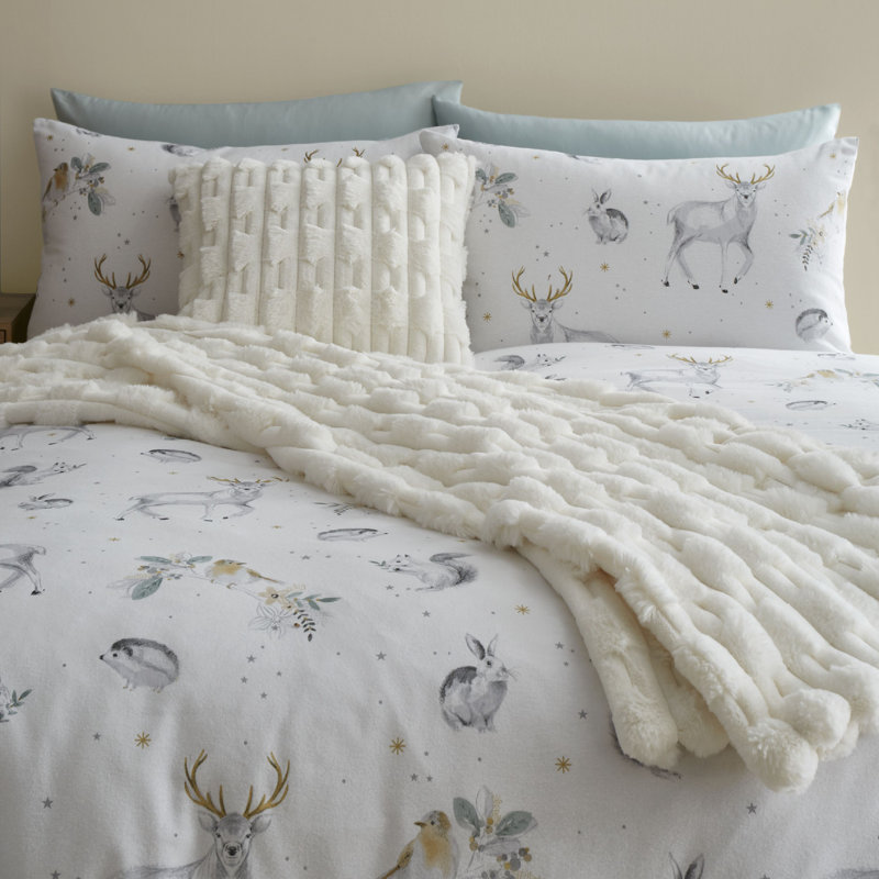 Carved Faux Fur Cushion Cover, Cream, Polyester
