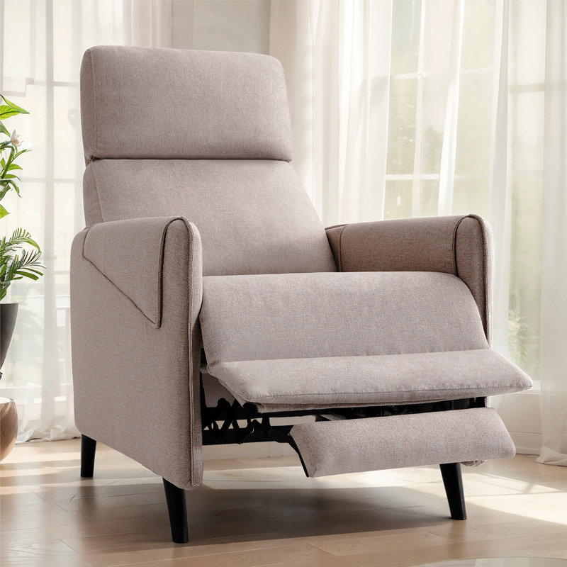 26" Wide Adjustable Single Recliner Upholstered Recliner Sofa Soft Touch Fabric Chair With Thick Cusion And Backrest, Manual Pushback Chair For All Ages