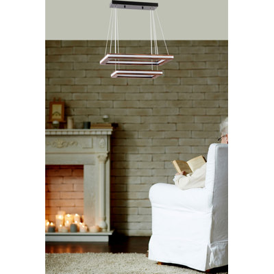 Elegant Metal Chandelier, 19.7 x 11.8 inches, Copper & Walnut Finish | 100% Metal Construction, Height: 31.5 inches | LED Socket 100W, Variable Color Temperature 2700K-4000K | Perfect for Living Room & Dining Room Décor