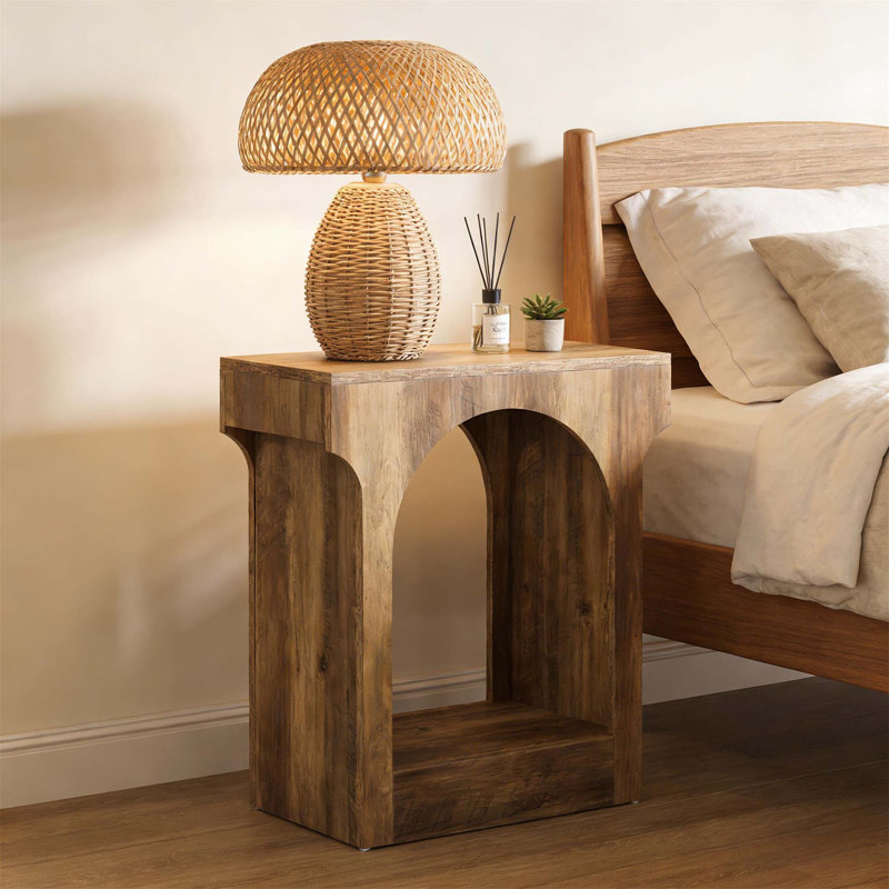 Arched Design End Table,2-Tier Tea Table,Wood Hall Table