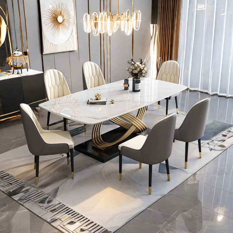 Ensemble de table de salle à manger rectangulaire de style nordique, H 29,5 po x L 55,1 po x l 31,5 po