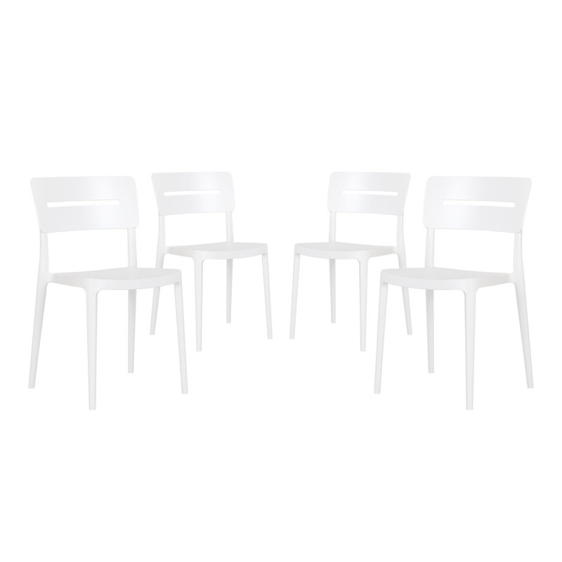 Delron All-Weather Outdoor Stacking Dining Side Chair , White