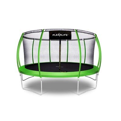 Ensemble de trampoline d'extérieur en forme de citrouille avec enceinte de sécurité haut de gamme Plexalife, 15 pi - Pomme verte