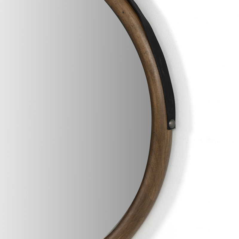 Des Round Solid Wood Mirror, Auburn Poplar