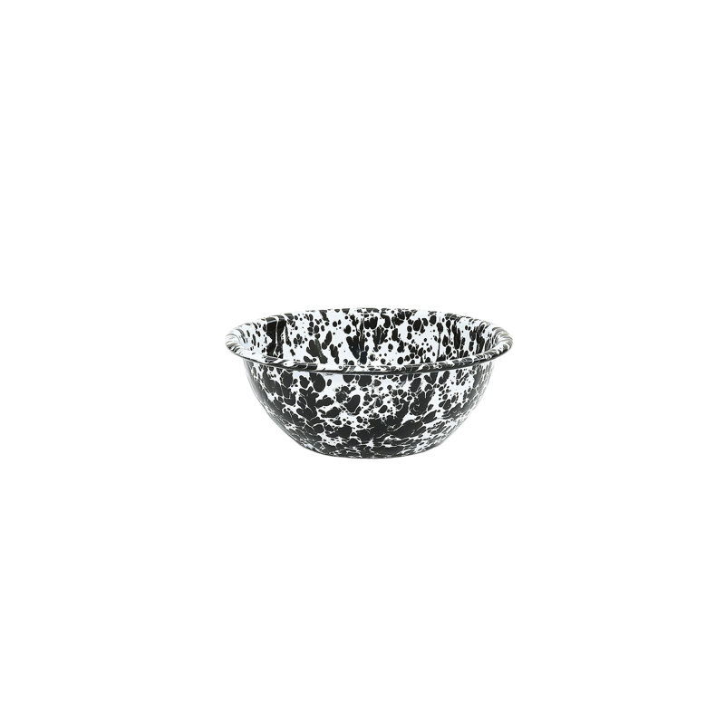 Crow Canyon Enamelware Splatter Cereal Bowls, Yellow, Black