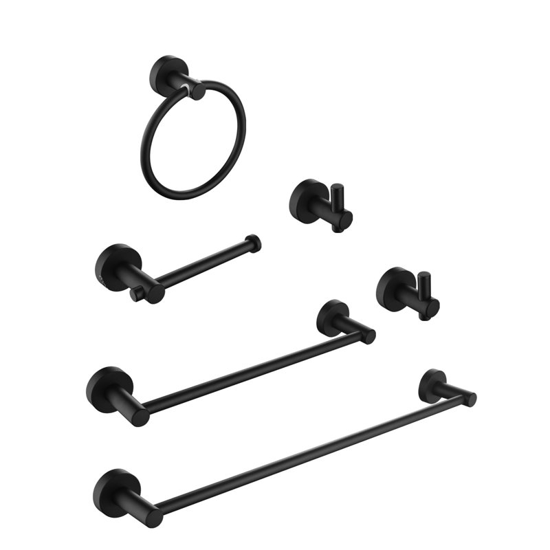 6 - Piece Bathroom Hardware Set, Black