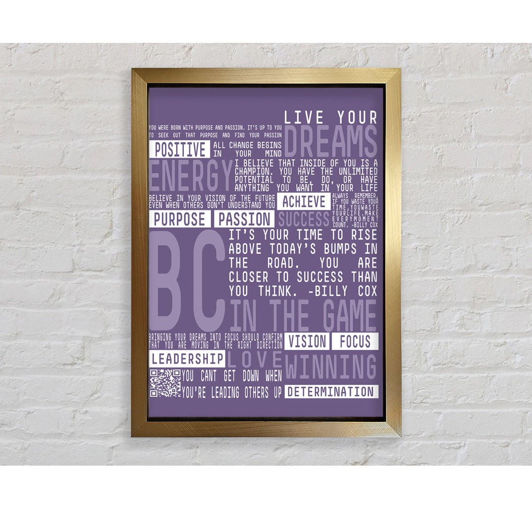 Live Your Dreams Lilac - Einzelner Bilderrahmen Typografie