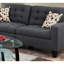Mobilier de salon en polyfibre bleu gris avec accoudoirs carrés pour la zone principale