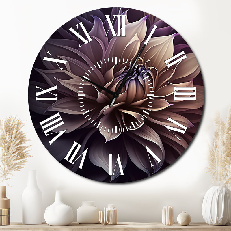 Horloge murale mauve Dahlia, Surdimensionné
