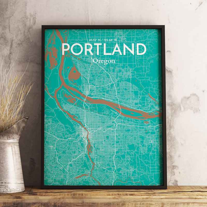 « portland city map », reproduction d’impression sur affiche en nature, H 27,6 po x l 19,7 po x P 0,05 po