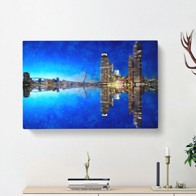 Reflection Of The Rotterdam Skyline - Wrapped Canvas, 60cm H x 91cm W x 3cm D
