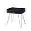 Table d'appoint de style Mid-Century, 23,5 po noir avec pieds en épingle à cheveux en cuivre et contreplaqué mat, tiroir pour table avec finition, assemblage requis