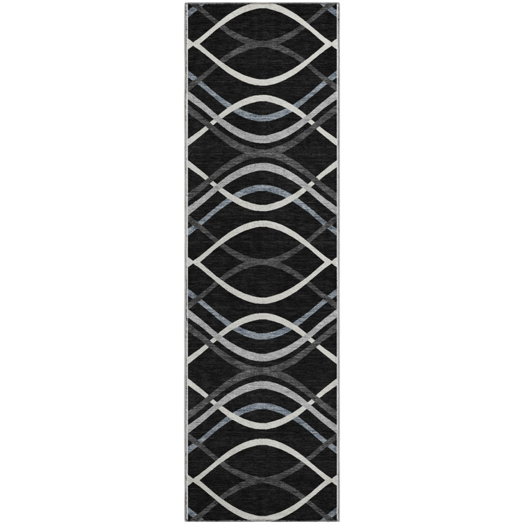 Premium Machine Washable Prisco Black Rug