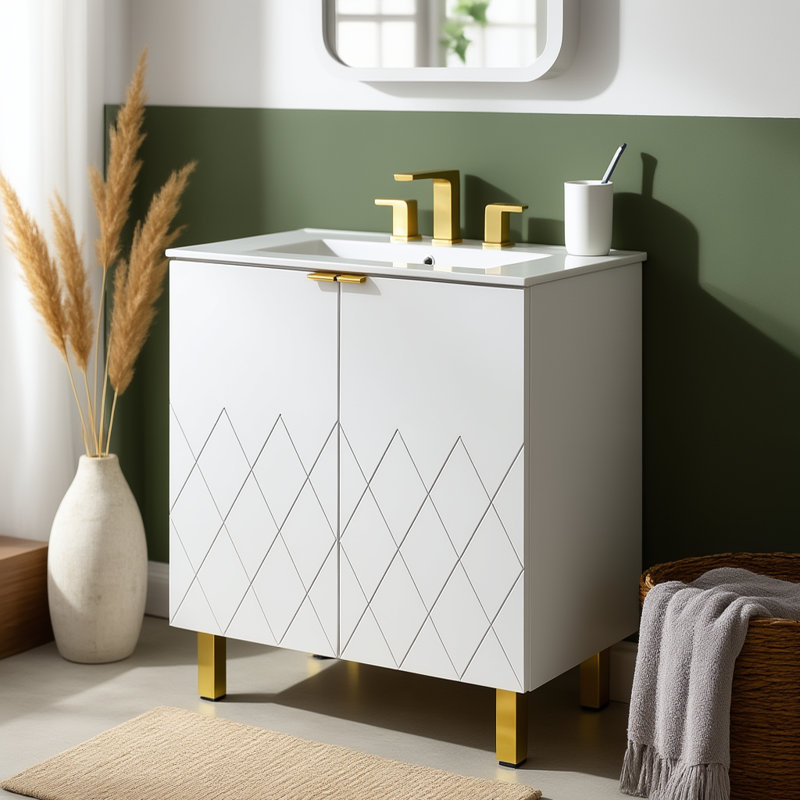 Meuble-lavabo simple 30 po blanc moderne