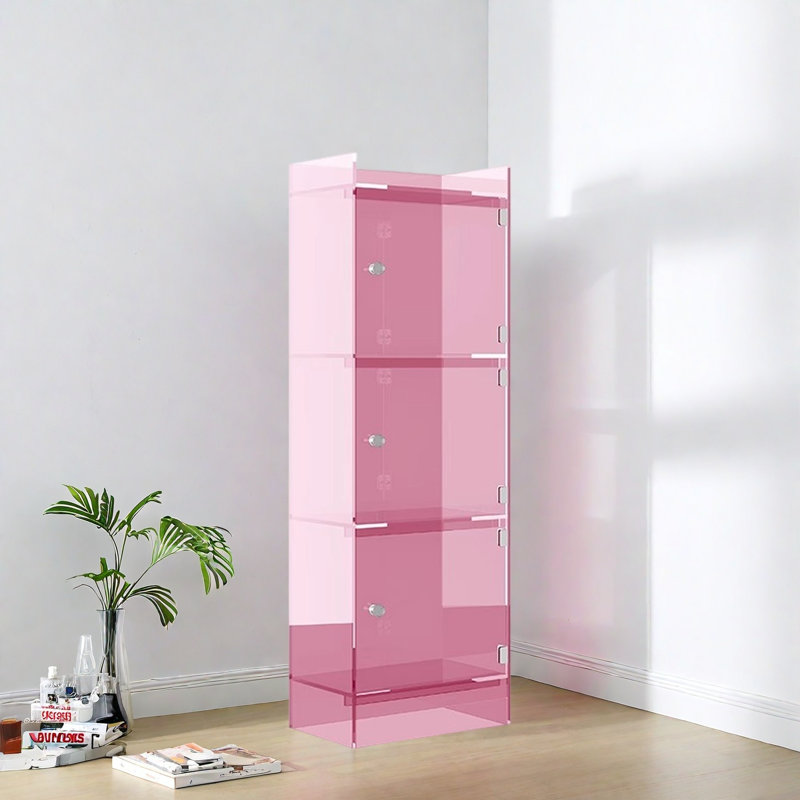 Bibliothèque de rangement simple et créative, (4 tablettes) H 46,4 po x l 15,7 po x P 9,8 po, Rose