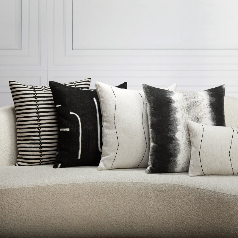 Elevated Sunbrella® Throw Square Indoor/Outdoor Pillow Cover & Insert by Elaine Smith, Ebony, 20"H x 20"W