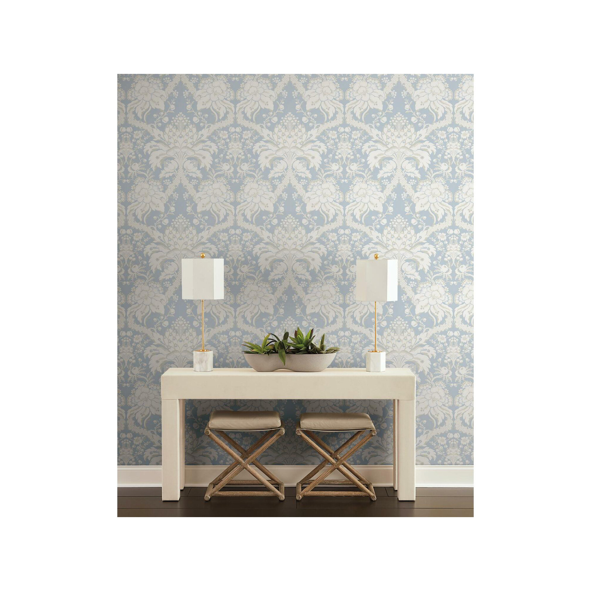 Damask Wallpaper, Blue