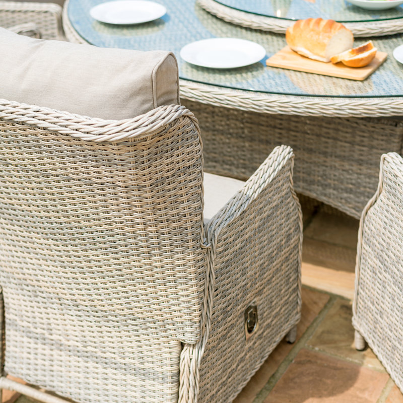 Canica Reclining 6 Seat Round Rattan Dining Set - with Rattan Lazy Susan