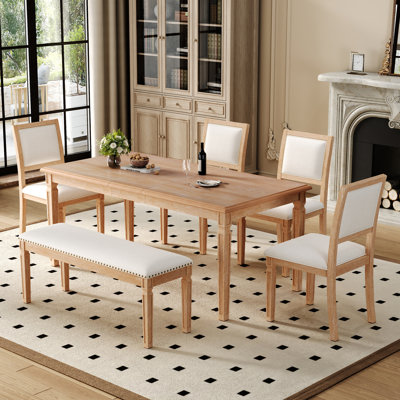 Ensemble de salle à manger extensible 6 pièces avec banc
