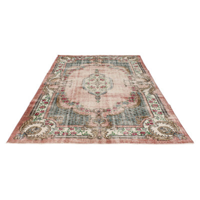 7x10 Rose and Light Blue Turkish Overdyed Rug