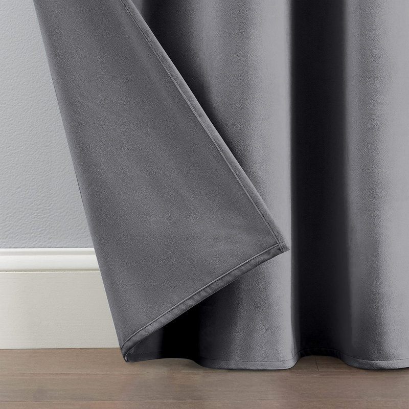 Panola Crushed Velvet Eyelet Sheer Curtains, 228 W x 228 D cm, Grey