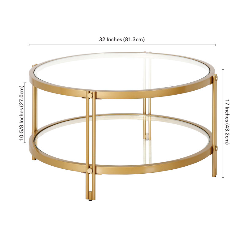 Abdul-Muizz Glass Top Coffee Table, Brass