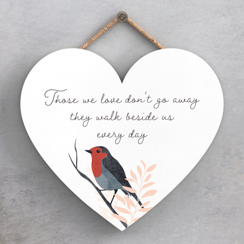 Robin Those We Love Don't Heart Wooden Wall Décor, 16cm H x 17cm W x 0.9cm D