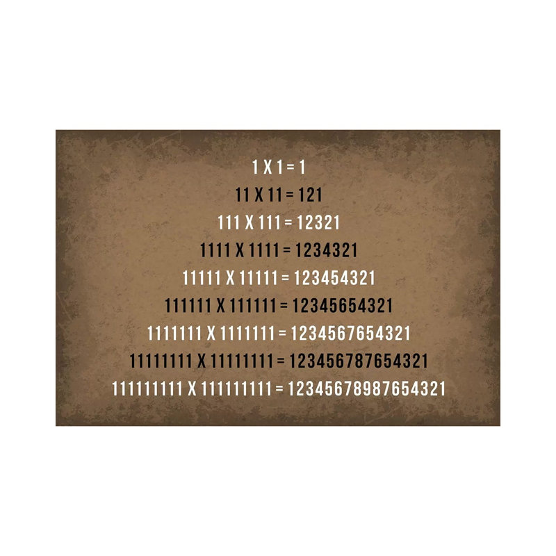 Multiplication Palindromes - impression d'art textuel, Toile tendue, Pas de tapis, H 12 po x l 18 po x 1,5 po