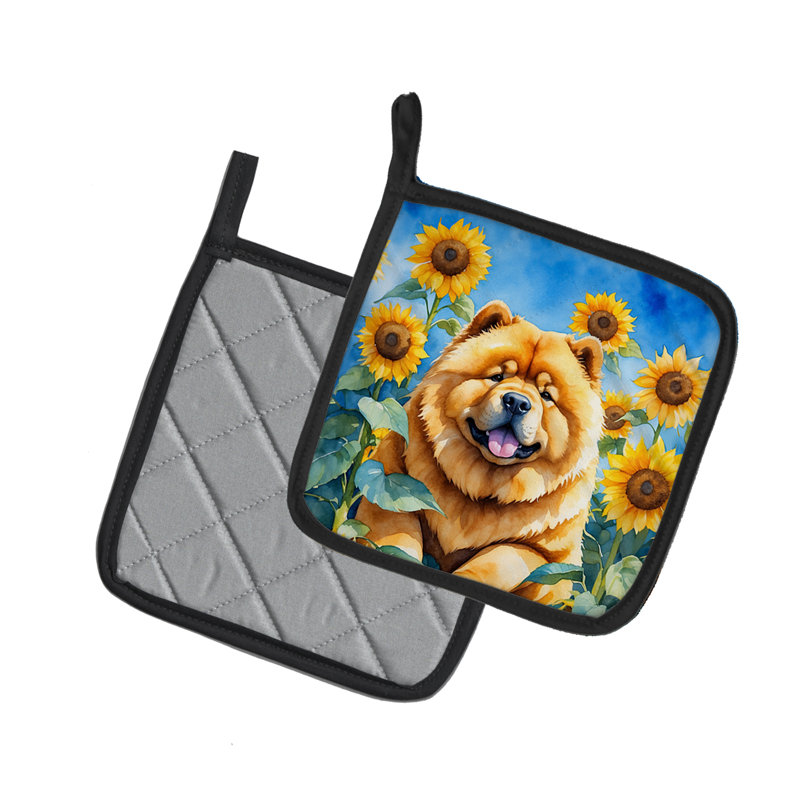 Paire de poignées Chow Chow en tournesols