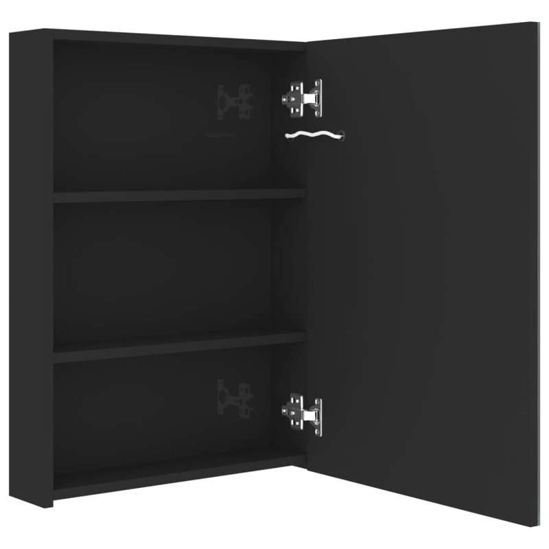 Barfuss 500mm W 700mm H Surface Frameless Medicine Cabinet with Mirror and Fixed Shelves, Shining Black