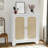 Rattan Sideboard Buffet Storage Cabinet with Solid Wood Legs and Anti-Tipping Kit