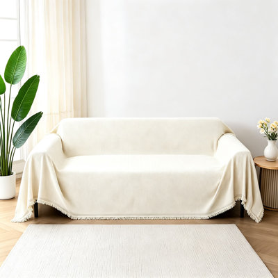Washable Chenille Couch Cover for Dogs, Soft Slipcover for Pets, Thick Sectional Furniture Protector with Tassels