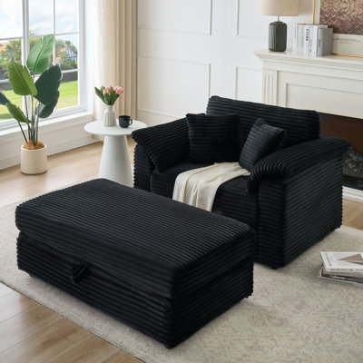 Confortable fauteuil avec accoudoirs à ressorts avec tabouret de rangement et deux ports USB, idéal pour le salon et la chambre à coucher.